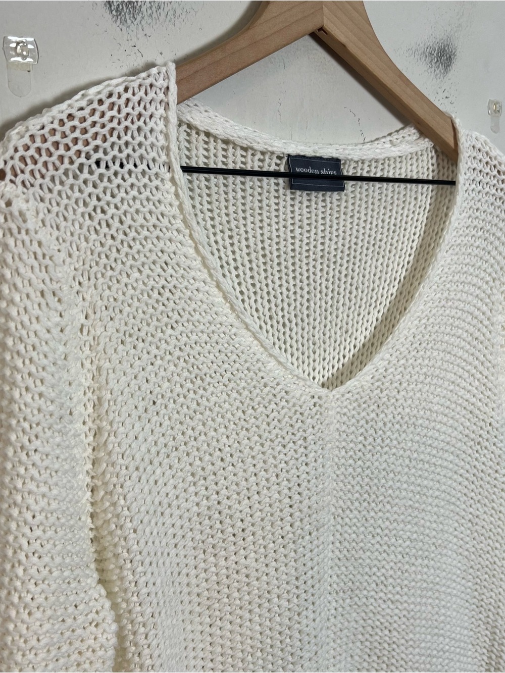 WOODEN SHIPS- Key West Crew Chunky Cotton Breaker White Size S/M - Picture 3 of 6